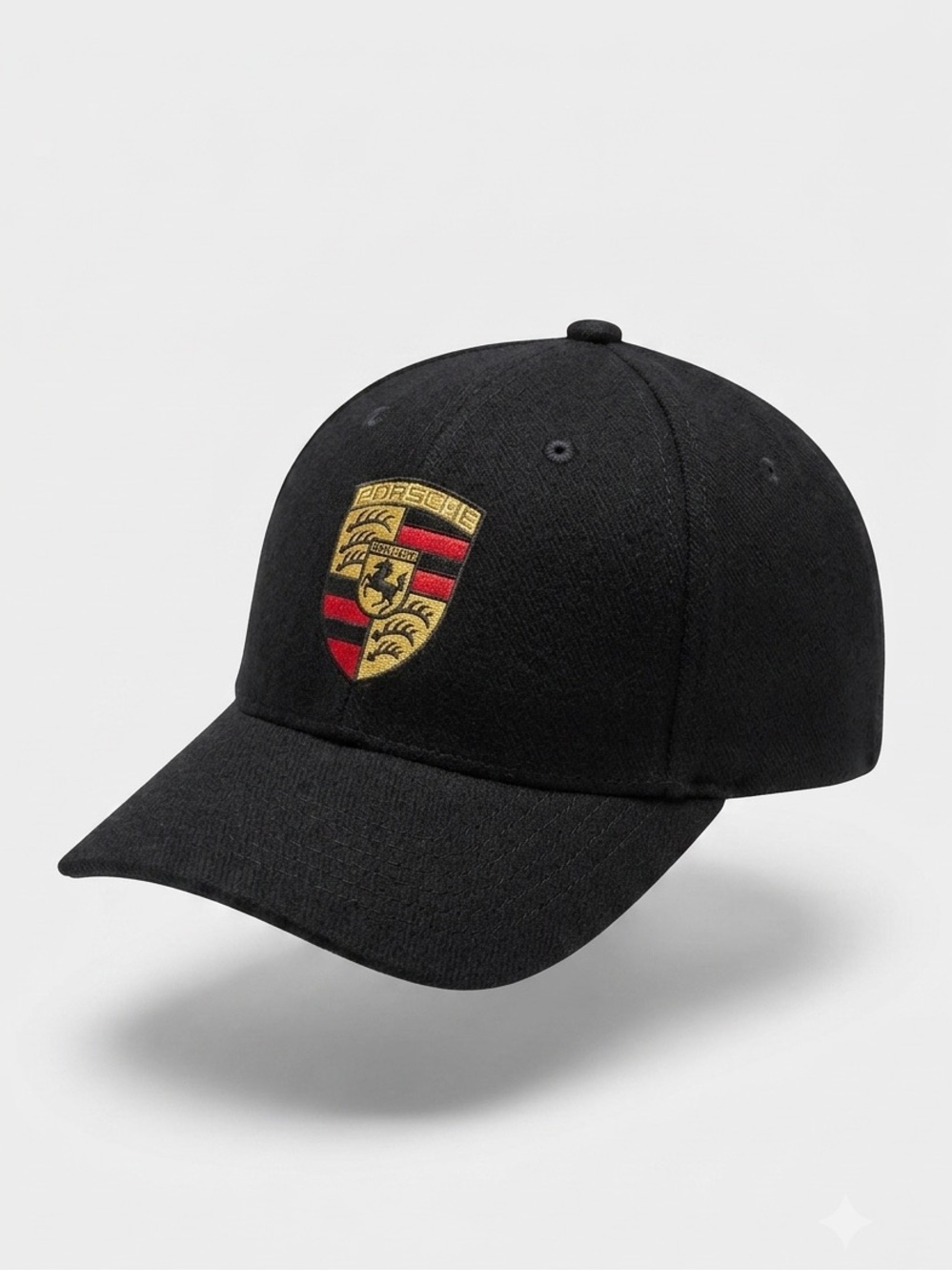 VINTAGE PORSCHE Black Baseball Cap with Embroidered Crest